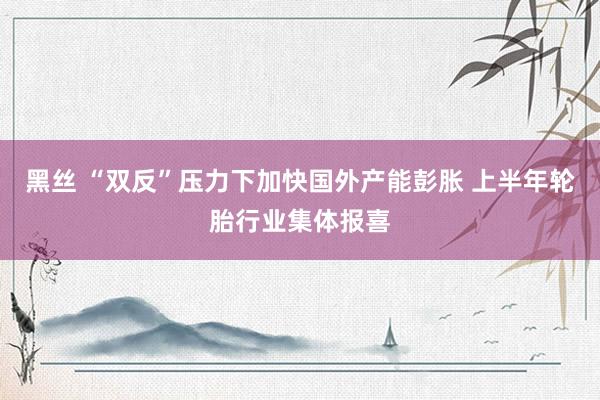 黑丝 “双反”压力下加快国外产能彭胀 上半年轮胎行业集体报喜