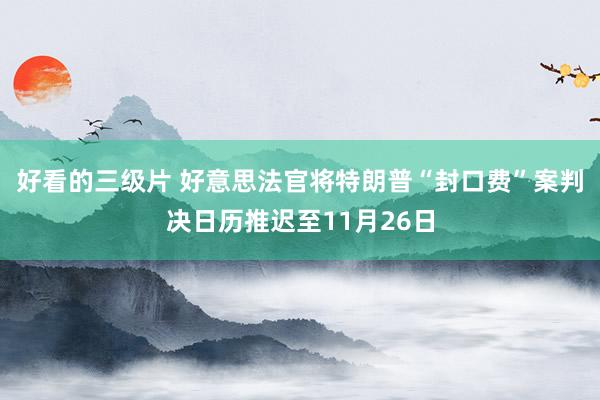 好看的三级片 好意思法官将特朗普“封口费”案判决日历推迟至11月26日