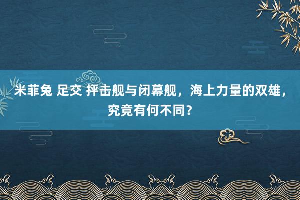 米菲兔 足交 抨击舰与闭幕舰，海上力量的双雄，究竟有何不同？